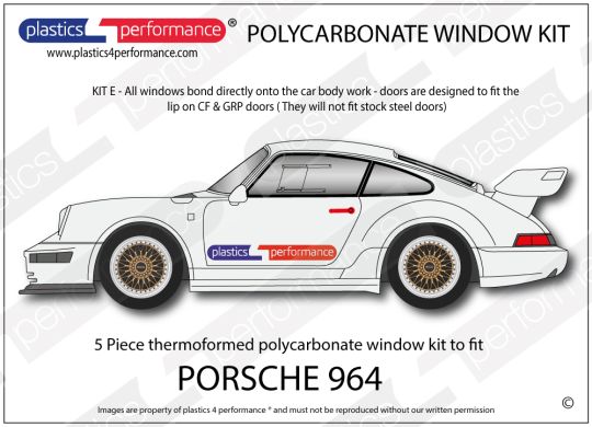 PORSCHE - 964 - Lexan Polycarbonate window kit