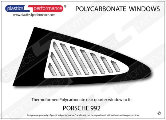 PORSCHE 992 - Lexan Polycarbonate left rear quarter window