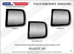 PEUGEOT 205 - Lexan Polycarbonate left rear quarter window, available in rubber fit, bolt-bond in fit, and opening fit