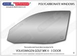VOLKSWAGEN - Golf Mk4 - Lexan Polycarbonate left front door window