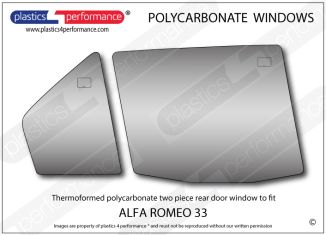 ALFA ROMEO - 33 - Lexan Polycarbonate two piece right hand rear door window