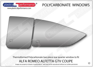 ALFA ROMEO - Alfetta GTV Coupe - Lexan Polycarbonate two piece left hand rear quarter window