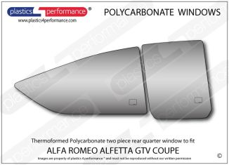 ALFA ROMEO - Alfetta GTV Coupe - Lexan Polycarbonate right hand two piece rear quarter window