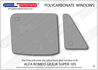 ALFA ROMEO - 105 Giulia Super - Lexan Polycarbonate two piece right hand front door window