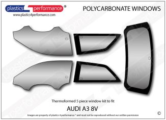 AUDI - A3 / S3 / RS3 8V 3dr - Lexan Polycarbonate window kit