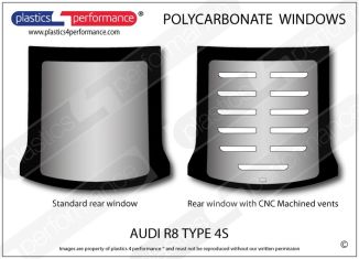 AUDI R8 Type 4S - Lexan Polycarbonate rear screen available with or without CNC Machined vents