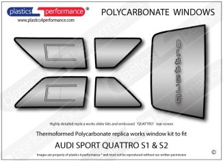 AUDI - Sport Quattro S1 / S2  - Lexan Polycarbonate works replica window kit