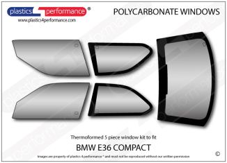 BMW - E36 Compact - Lexan Polycarbonate window kit