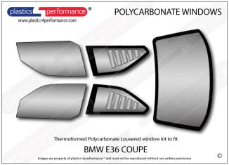 BMW - E36 Coupe - Lexan Polycarbonate Louvered window kit