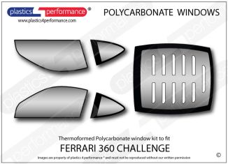 FERRARI - 360 Challenge - Lexan Polycarbonate window kit with vented rear screen