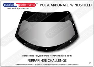 FERRARI - 458 Challenge - Hardcoated Lexan Polycarbonate front windshield
