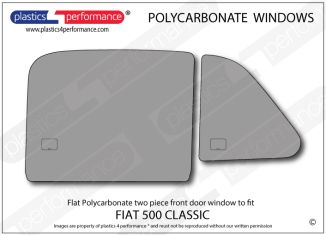 FIAT - 500 (Classic) - Lexan Polycarbonate right two piece front door window