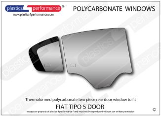 FIAT Tipo 5dr (2015 onwards) - Lexan Polycarbonate two piece right rear door window