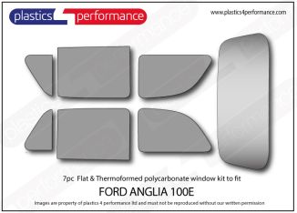 Ford Anglia 100e  7pc Lexan Polycarbonate Window Kit