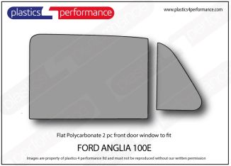 FORD - Anglia 100 - Lexan Polycarbonate left front door window - 2 piece