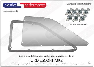 FORD - Escort MK2 - Lexan Polycarbonate Quick Release left rear quarter window