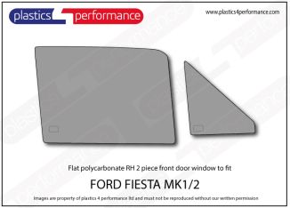 FORD - Fiesta Mk1 - Lexan polycarbonate right hand front door window - 2 piece