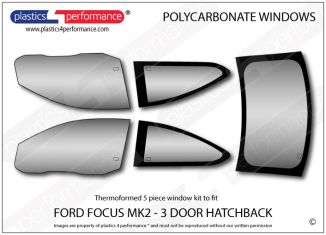 FORD - Focus MK2 - Lexan Polycarbonate window kit