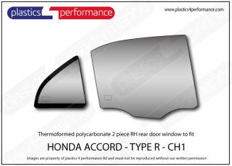 Honda - Accord Type R CH1 - Lexan Polycarbonate right two piece rear door window