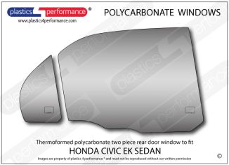 HONDA - Civic EK – 4dr Sedan - Lexan Polycarbonate right rear door window