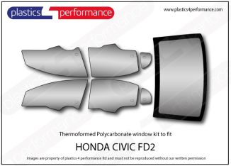 HONDA - Civic FD2 - Lexan Polycarbonate 7 piece window kit