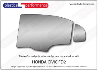 HONDA - Civic FD2 - Lexan Polycarbonate left two piece rear door window