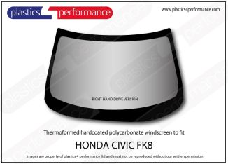 HONDA Civic FK8 - TYPE R - Hardcoated polycarbonate front windscreen - Right hand drive version