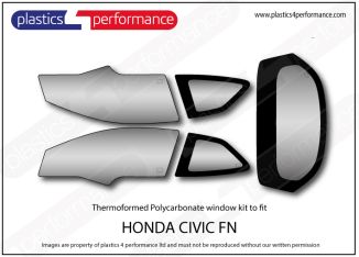 Honda Civic FN - Thermoformed and CNC profile cut 5 piece Lightweight polycarbonate window kit