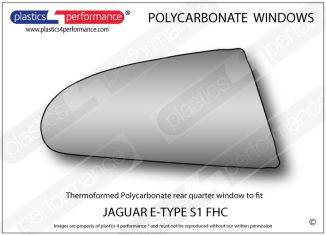 JAGUAR E type S1 FHC - Perspex Polycarbonate right rear quarter window