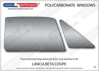 LANCIA Beta Coupe - Lexan Polycarbonate right front door window