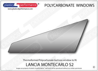 LANCIA Montecarlo S2 - Lexan Polycarbonate right rear buttress window
