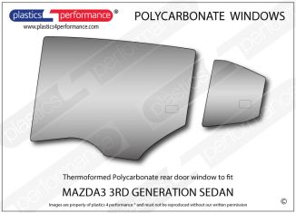 MAZDA - Mazda3 3rd Generation Sedan - Lexan Polycarbonate left rear door window