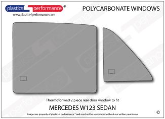 MERCEDES - W123 Sedan - Lexan Polycarbonate left rear door window