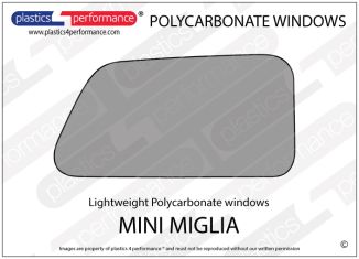 Mini Miglia Lexan polycarbonate rear quarter window - right