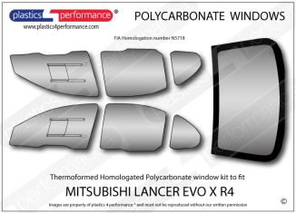 MITSUBISHI Lancer Evo 10 - R4 Homologated Lexan Polycarbonate window kit