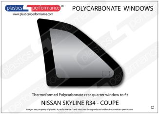 NISSAN Skyline R34 Coupe - Lexan Polycarbonate left rear quarter window