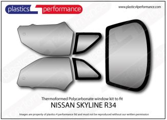NISSAN - Skyline R34 - Lexan Polycarbonate window kit