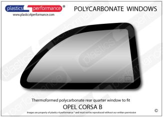 OPEL - Corsa B 3dr - Lexan Polycarbonate right rear quarter window