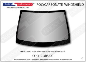 OPEL Corsa C 3dr - Hardcoated Lexan Polycarbonate front windshield
