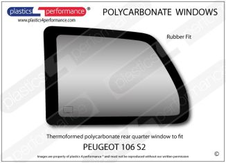 PEUGEOT 106 S2 - Lexan Polycarbonate rubber fitment left rear quarter window