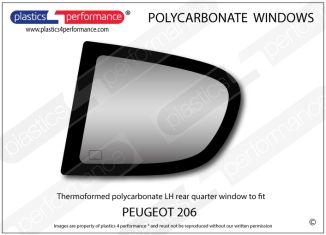 PEUGEOT - 206 - Lexan Polycarbonate left rear quarter window