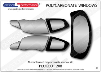 PEUGEOT - 208 - Lexan Polycarbonate 7 piece window kit