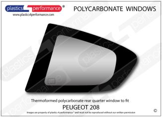 PEUGEOT 208 - Lexan Polycarbonate left rear quarter window