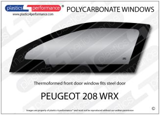 PEUGEOT 208 WRX -LH POLYCARBNATE WINDOW - FITS STEEL DOOR ONLY