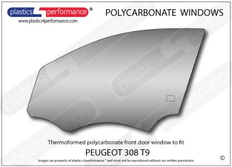 PEUGEOT 308 T9 - Lexan makrolon Polycarbonate left front door window