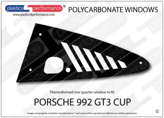 PORSCHE 992 GT3 CUP - Lexan Polycarbonate left rear quarter window (Equivalent 9F1845297)