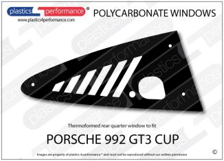 PORSCHE 992 GT3 CUP - Lexan Polycarbonate right rear quarter window (Equivalent 9F1845298)