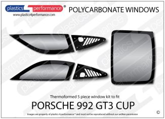 PORSCHE 992 GT3 CUP - Lexan Polycarbonate 5 piece window kit