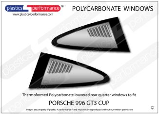 PORSCHE 996 GT3 Cup - Lexan Polycarbonate louvered rear quarter windows - Pair