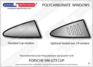 PORSCHE - 996 GT3 Cup - Lexan Polycarbonate right rear quarter window
